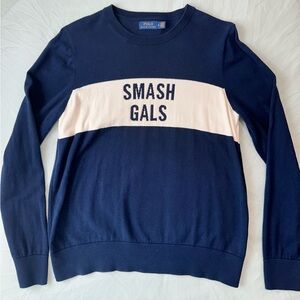 Rare Polo Ralph Lauren Tennis Sweater Smash Gals Vogt Navy size Medium